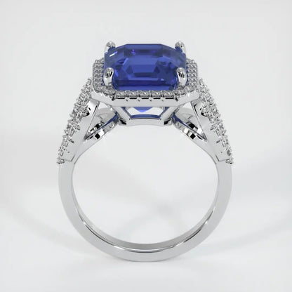 3.1Ct Blue Asscher Cut Halo Ring For Women | Party Wear Ring For Her | Celebrity Style Ring  | Special Occasion Ring