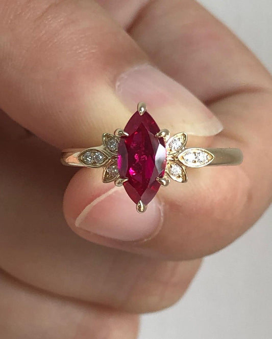 2.88Ct Red Marquise Cut Solitaire Ring | Wedding Ring For Bridal | Customize Ring