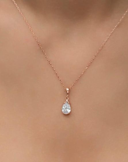 2.60Ct White Pear Cut Half Bezel Pendant | Daily Wear Pendant | Classic Pendant | Birthstone Pendant For Women