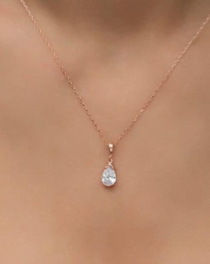 2.60Ct White Pear Cut Half Bezel Pendant | Daily Wear Pendant | Classic Pendant | Birthstone Pendant For Women