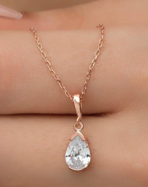 2.60Ct White Pear Cut Half Bezel Pendant | Daily Wear Pendant | Classic Pendant | Birthstone Pendant For Women