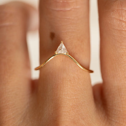 1.6CT White Triangle Cut Solitaire Ring | Birthstone Ring | Proposal Ring | Delicate Solo Diamond Ring