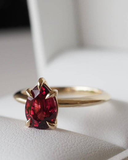 2.5Ct Red Pear Cut Solitaire Ring | Wedding Ring | Simple Ring | Gift For Her