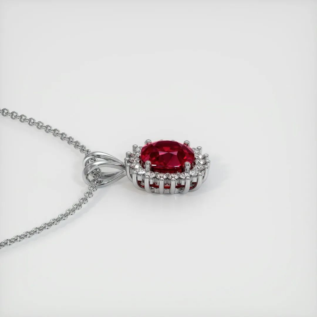 2.88Ct Red Cushion Cut Halo Pendant | Wedding Gift Pendant For Women | Bridal Collection | Everyday Wear Pendant