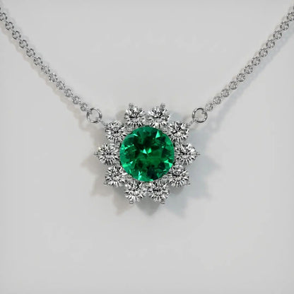 2.70Ct Green Round Cut Halo Pendant | Wedding Gift Pendant For Bridal | Luxury Jewelry | Designer Pendant For Women