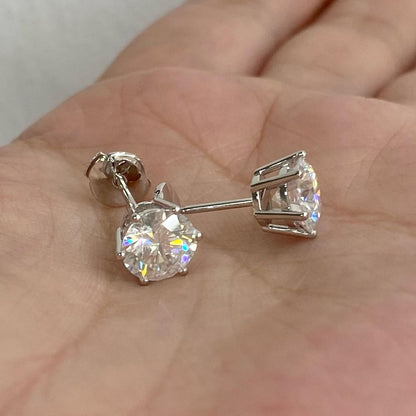 White Round Cut Cubic Zirconia Solitaire And Basket Set Stud Earring For Ladies | Anniversary Gift Earring For Wife | Single Stone Stud Earring