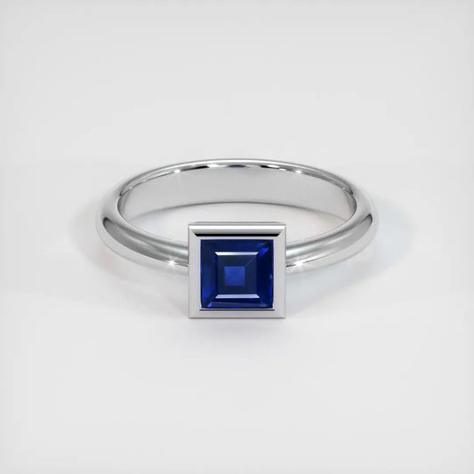 2.2Ct Blue Princess Cut Bezel Set Ring For Her | Birthstone Ring For Women | Statement Ring | Simple Design Ring