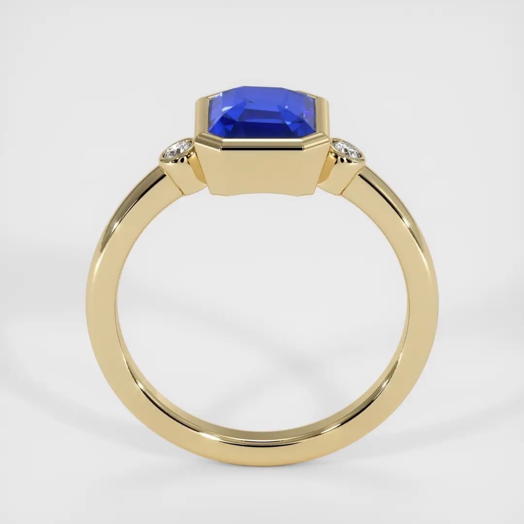 2.8Ct Blue Emerald Cut Bezel Set And Three Stone Ring For Her | Wedding Gift Ring For Bridal | Promise Ring For Girlfriend | Stacking Ring For Ladies