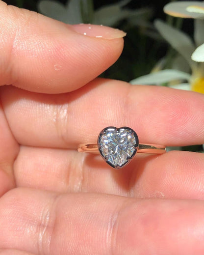 2.50Ct White Heart Cut Bezel Ring | Proposal Ring | Customize Ring | Perfect Gift For Girlfriend