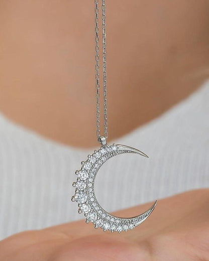 Crescent Shape 2.50Ct White Round Cut Prong Pendant | Anniversary Gift Pendant For Wife | Surprise Gift Pendant For Her | Women Jewelry