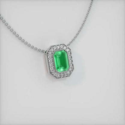 3.10Ct Green Emerald Cut Bezel With Halo Pendant | Wedding Gift For Bridal | Stylish Pendant | Trending Pendant For Women