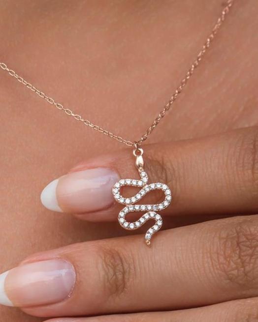 Tiny Snake Shape 2.55Ct White Round Cut Pave Pendant | Timeless Pendant | Trendy Pendant | Fashion Jewelry | Designer Pendant