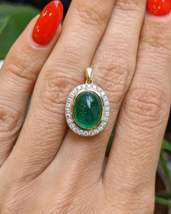 3.20Ct Green Oval Cut Halo Pendant | Party Wear Pendant | Stunning Pendant For Her | Women Jewelry