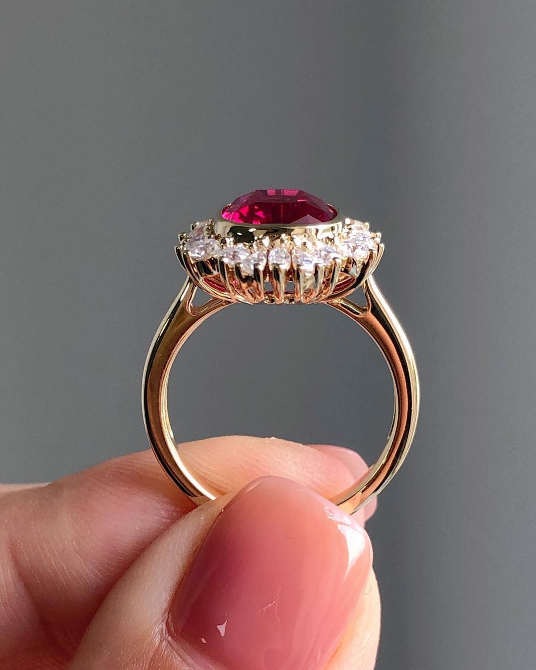 3.30Ct Red Cushion Cut Bezel Ring | Party Wear Ring For Women | Delicate Solo Diamond Ring