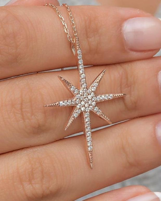 Polar Star Shape 3.10Ct White Round Cut Cluster Pendant | Birthday Gift Pendant | Elegant Gift Pendant | Modern Design Pendant | Women Jewelry