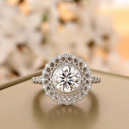 Vintage 2.80Ct White Round Cut Bezel Ring | Engagement Ring For Women | Jewelry Collection