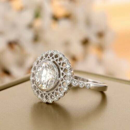 Vintage 2.80Ct White Round Cut Bezel Ring | Engagement Ring For Women | Jewelry Collection