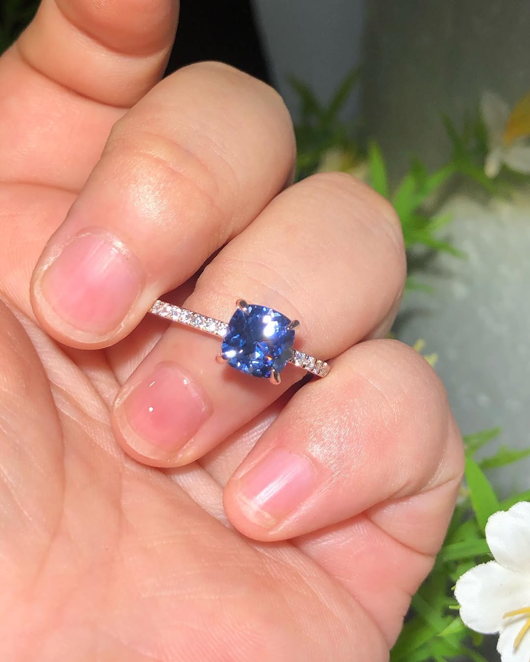 2.80Ct Blue Cushion Cut Solitaire Ring | Engagement Gift Ring For Fiancee | Proposal Gift Ring For Girlfriend