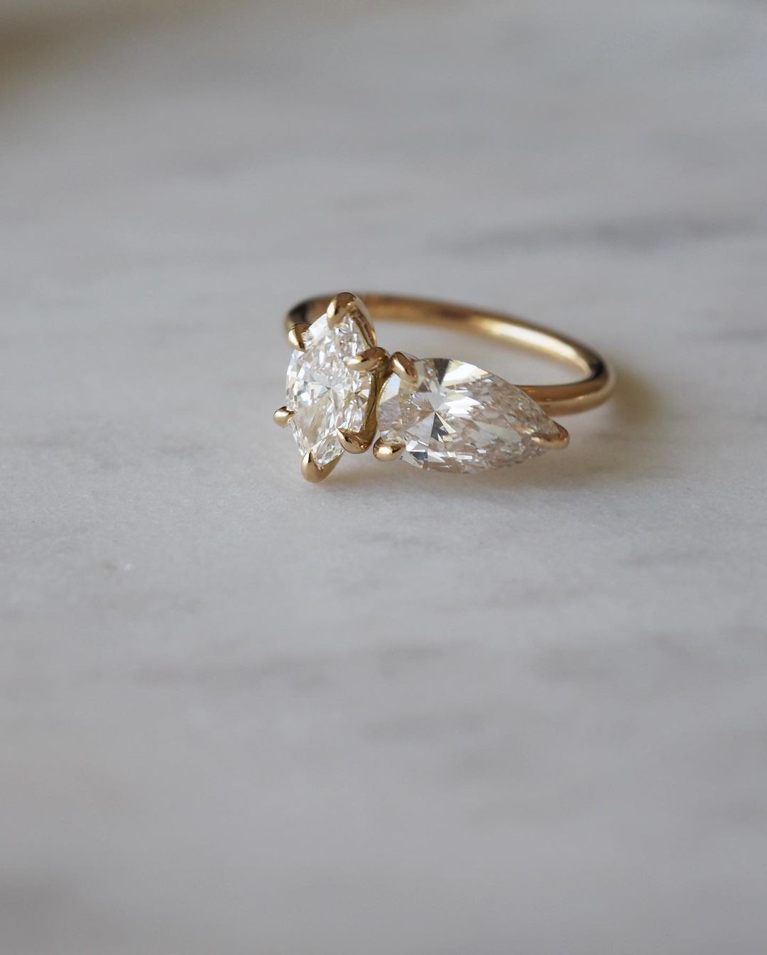 2.5Ct White Pear And Marquise Cut Two Stone Ring | Birthday Gift Ring |Toi ET Moi Ring | Fancy Ring