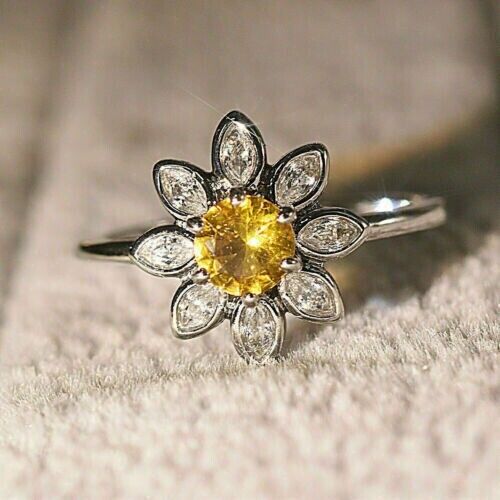 2.55Ct Canary Yellow Round Cut Halo Ring | Wedding Ring For Bridal | Bride To Be