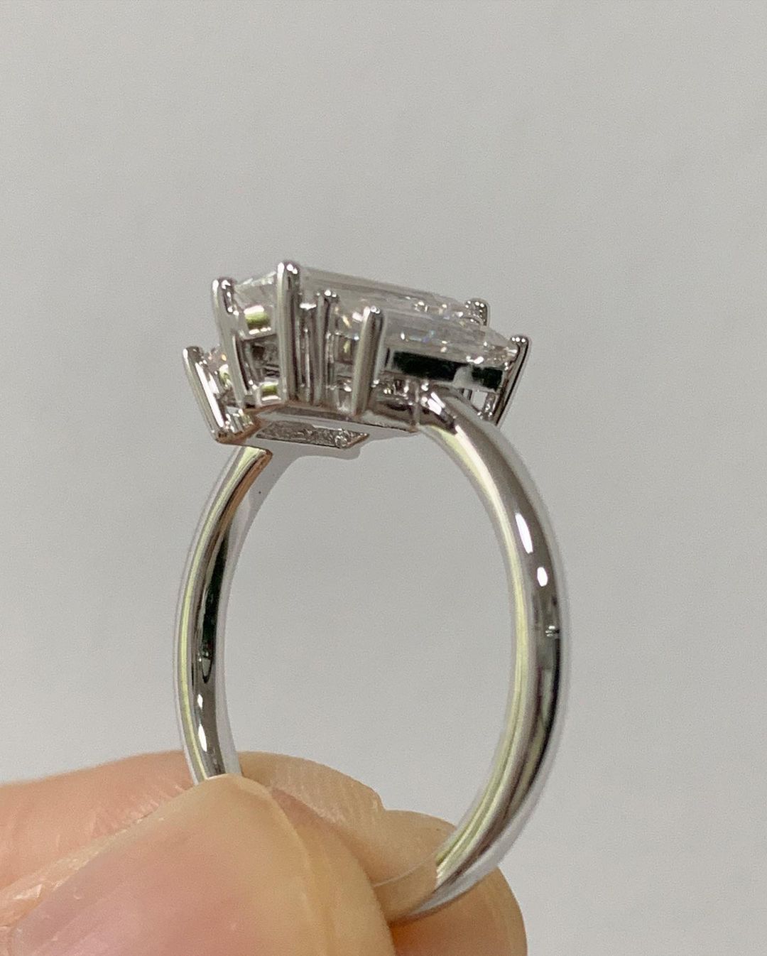 3.10Ct White Emerald Cut Three Stone Ring | Engagement Ring For Women | Jewelry Collection