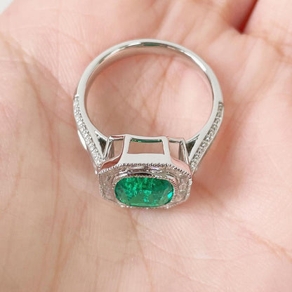 3.5Ct Green Cushion Cut Halo Setting Ring For Her | Party Wear Ring For Women | Special Occasion Ring | Fashionable Ring