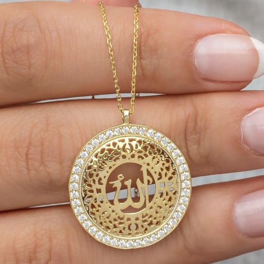 Allah Word Shape 2.20Ct White Round Cut Pave Pendant | Fashion Jewelry | Stunning Pendant | Faith Inspired Pendant