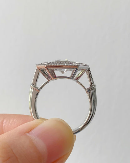 Vintage 2.5Ct White Asscher Cut Bezel Set Ring For Her | Bridesmaid Wedding Ring | Celebrity Style Ring | Designer Jewelry Piece