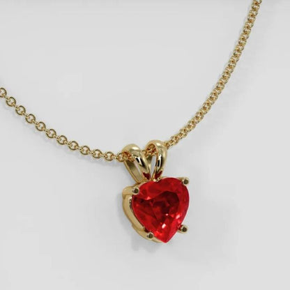 2.55Ct Red Heart Cut Solitaire Pendant | Proposal Pendant For Her | Lovable Pendant For Women | Daily Wear Pendant