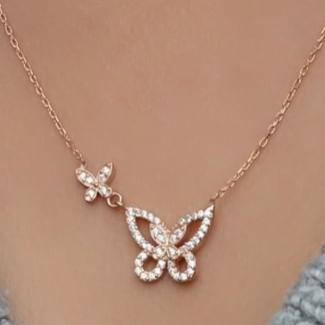 Butterfly Shape 2.80Ct White Round Cut Prong Pendant | Thank You Gift Pendant | Designer Pendant | Trending Pendant For Women