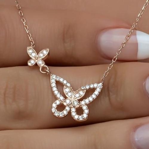 Butterfly Shape 2.80Ct White Round Cut Prong Pendant | Thank You Gift Pendant | Designer Pendant | Trending Pendant For Women