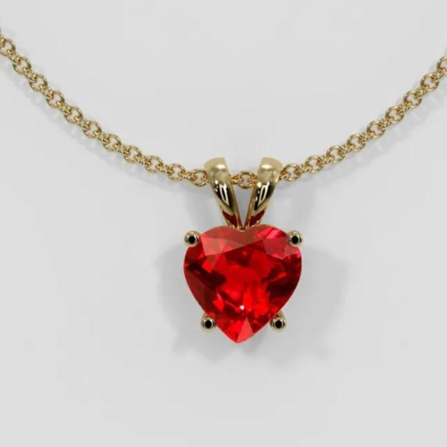 2.55Ct Red Heart Cut Solitaire Pendant | Proposal Pendant For Her | Lovable Pendant For Women | Daily Wear Pendant