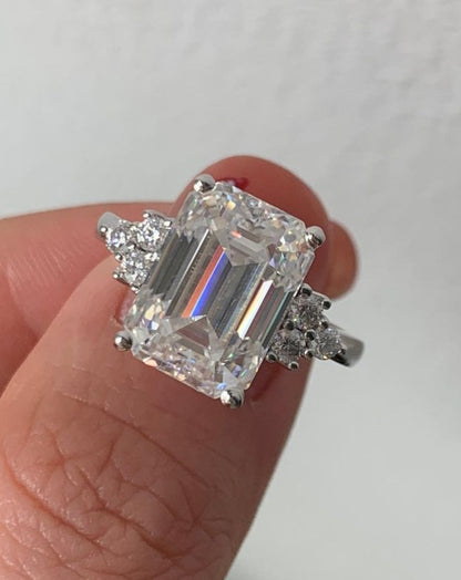 3.10Ct White Emerald Cut Solitaire Ring | Party Wear Ring For Her| Women Jewelry