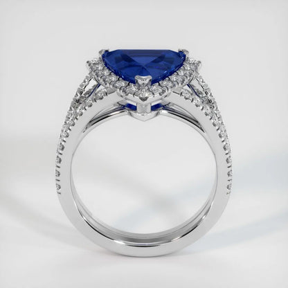 3.2Ct Blue Trillion Cut Halo Ring For Her | Bridesmaid Wedding Ring | Fashionable Ring For Women | Split Shank Ring