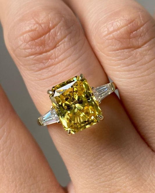 3.10Ct Yellow Radiant Cut Solitaire Ring | Special Occasion Ring | Birthstone Ring For Her | Elegant Ring For Women