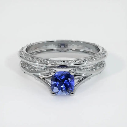 2.5Ct Blue Cushion Cut Solitaire Ring Set | Wedding Ring Set For Bridal | Double Band Ring Set | Fashion Jewelry