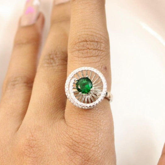 Movable 2.60Ct Green Round Cut Solitaire Ring | Birthday Gift For Sister | Surprise Gift Ring For Her