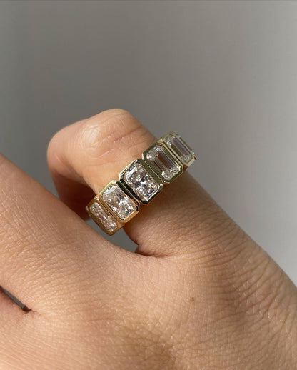 3.50Ct Emerald Cut Bezel With Full Eternity Band Ring | Awesome Men's Band Ring | Birthday Gift Ring