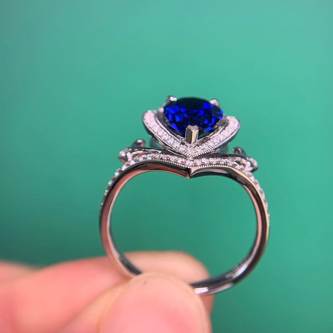 2.8Ct Blue Pear Cut Solitaire Ring | Anniversary Gift Ring For Wife | Party Wear Ring | Timeless Ring