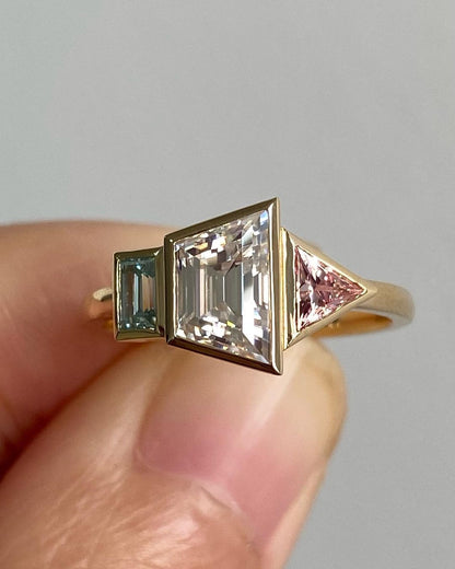 2.77Ct White Trapezoid Cut Bezel Ring | Special Occasion Ring For Her | Minimalist Ring