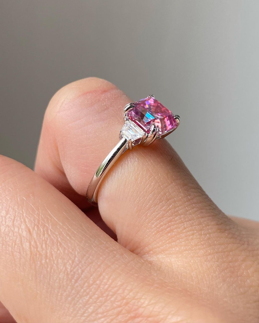 2.77Ct Pink Asscher Cut Solitaire Ring | Birthday Gift Ring For Women | Glamorous Ring