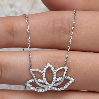 Lotus Flower Shape 2.50Ct White Round Cut Pave Pendant | Wedding Gift Pendant For Bridal | Women Jewelry | Bridal Jewelry Collection