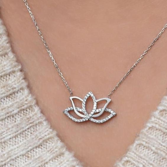 Lotus Flower Shape 2.50Ct White Round Cut Pave Pendant | Wedding Gift Pendant For Bridal | Women Jewelry | Bridal Jewelry Collection