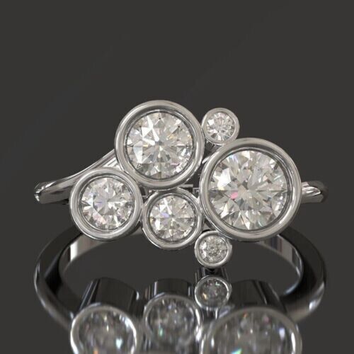 2.77Ct White Round Cut Bezel With Cluster Ring | Party Wear Ring | Bridal Jewelry