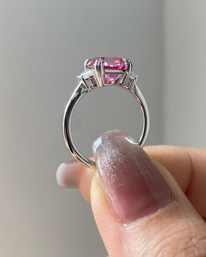 2.77Ct Pink Asscher Cut Solitaire Ring | Birthday Gift Ring For Women | Glamorous Ring