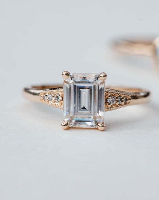 2.6Ct White Emerald Cut Solitaire Ring | Birthstone Ring |  Luxury Jewelry | Surprise Gift