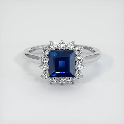 2.8Ct Blue Asscher Cut Solitaire With Cluster Ring | Party Wear Ring For Women | Special Occasion Ring For Her | Jewelry Collection