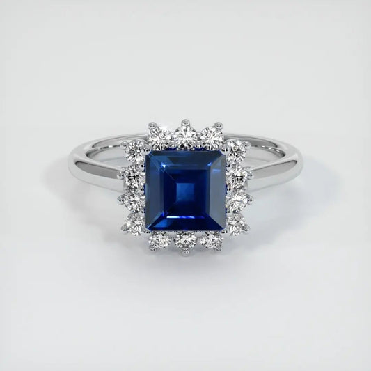 2.8Ct Blue Asscher Cut Solitaire With Cluster Ring | Party Wear Ring For Women | Special Occasion Ring For Her | Jewelry Collection