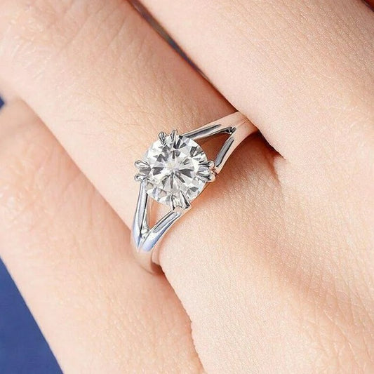 2.55Ct Round Cut Solitaire Ring | Split Shank Ring | Daily Wear Ring | Classic Ring