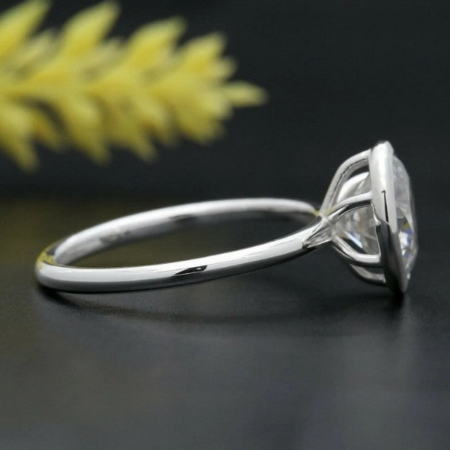 2.77Ct White Round Cut Bezel Ring | Daily Wear Ring For Women | Hand made Ring | Simple Ring